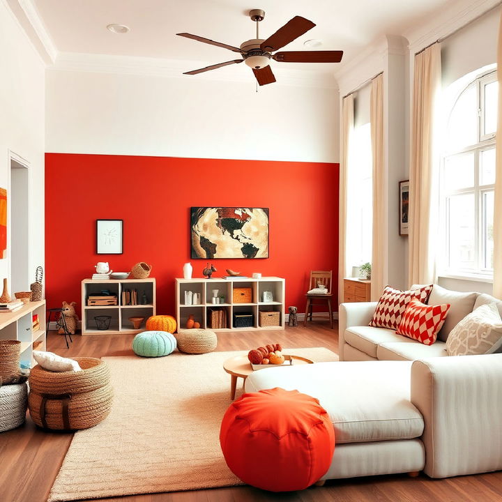 paprika and warm white playroom