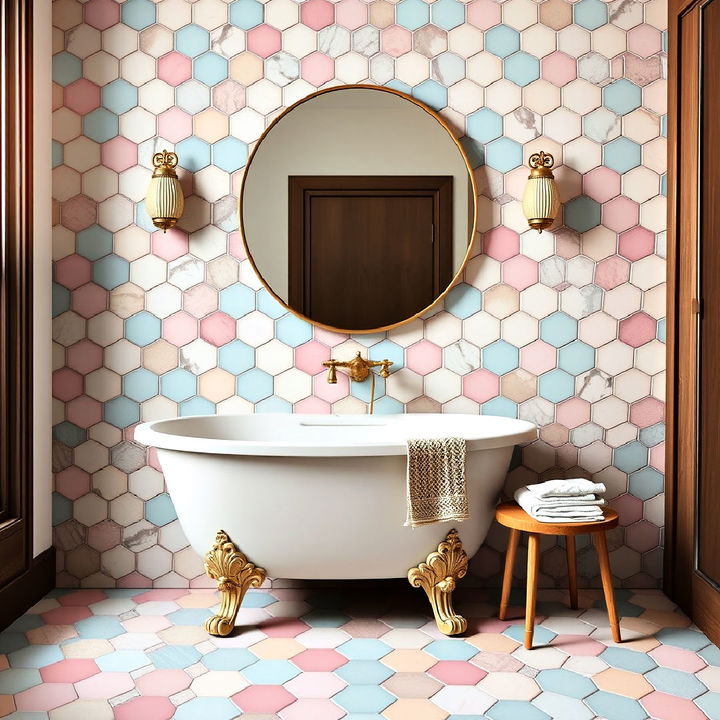 pastel colored hexagon tiles