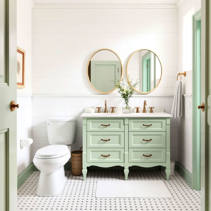 pastel green vanity for bathroom