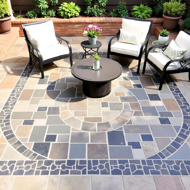 patio floor with slate mosaic