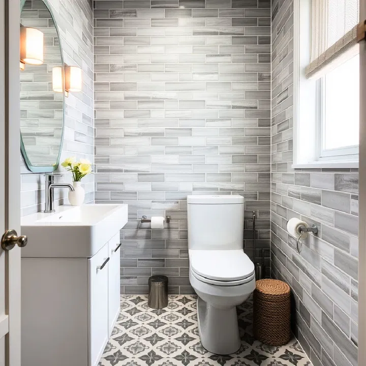 patterned grey bathroom tiles