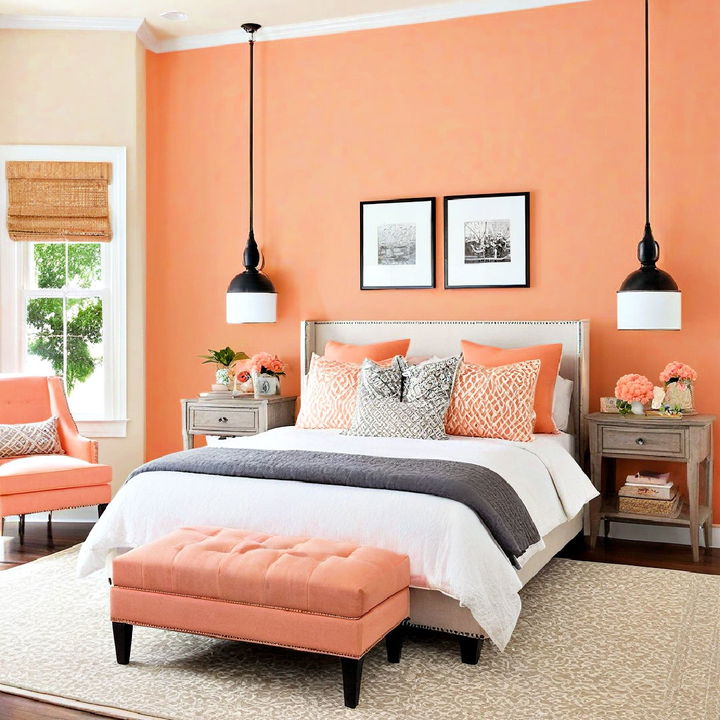 peach accent wall bedroom for a bold statement