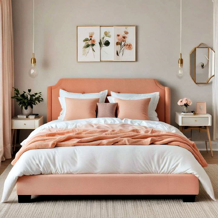 peach bed frame for a bold centerpiece