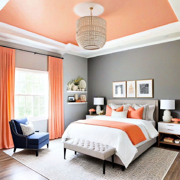 peach bedroom ceiling for a unique design choice