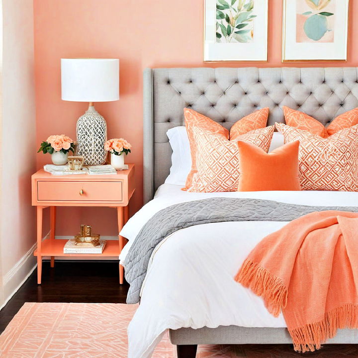 peach bedside table for a coordinated look