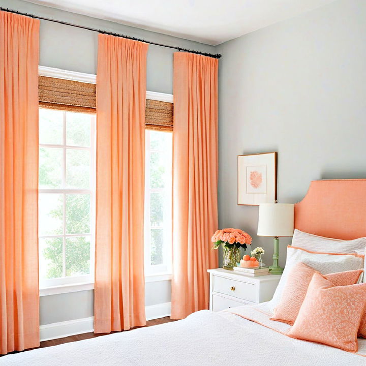 peach curtains for bedroom