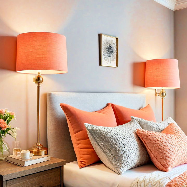 peach lampshades for a soft glow