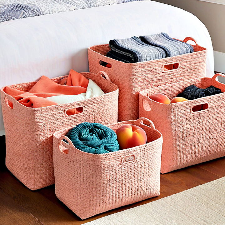 peach storage baskets for a practical accent