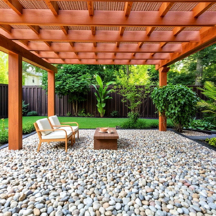 pebble stone for pergola flooring