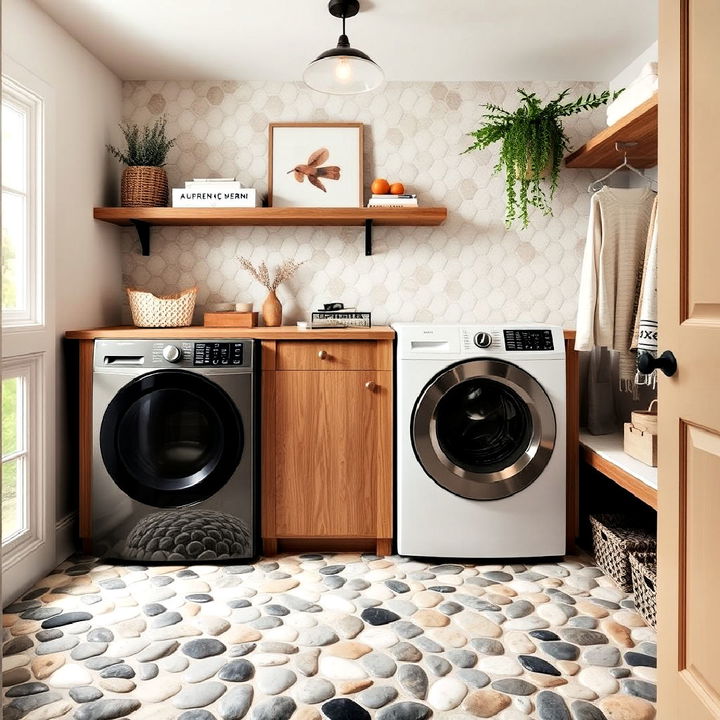 pebble tiles floor for a nature inspired retreat