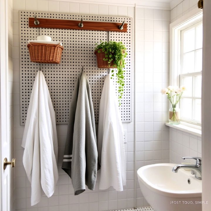 pegboard towel rack