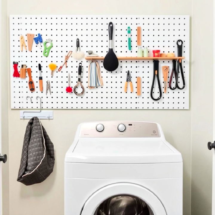 pegboard wall organizer for laundry tools