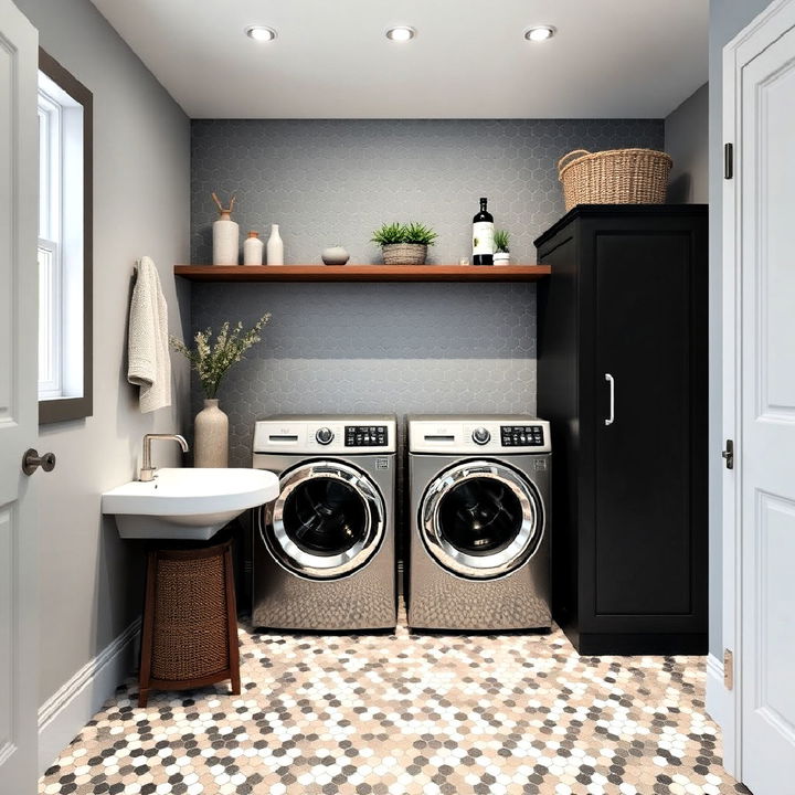 penny tiles laundry room