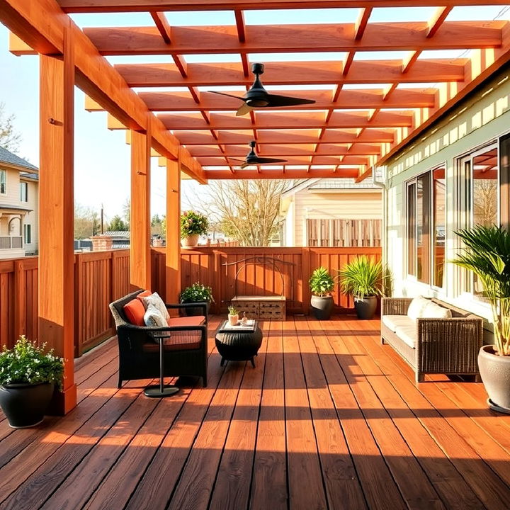 pergola wood plank flooring