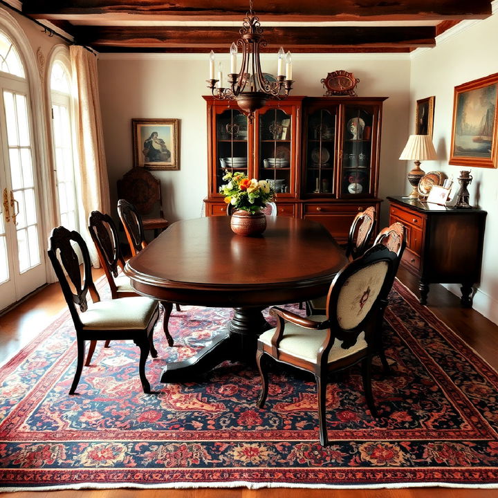 persian rug for vintage dining room