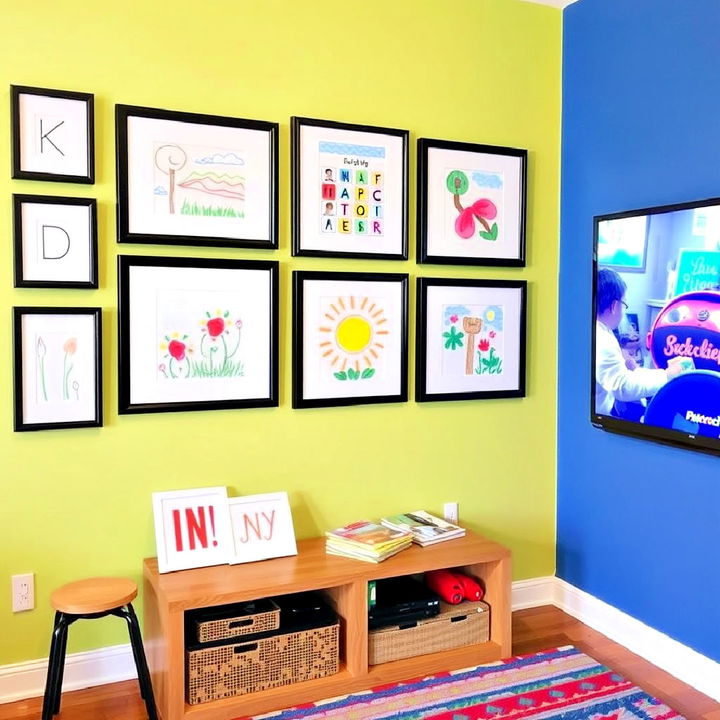 personalize the space with kids art display