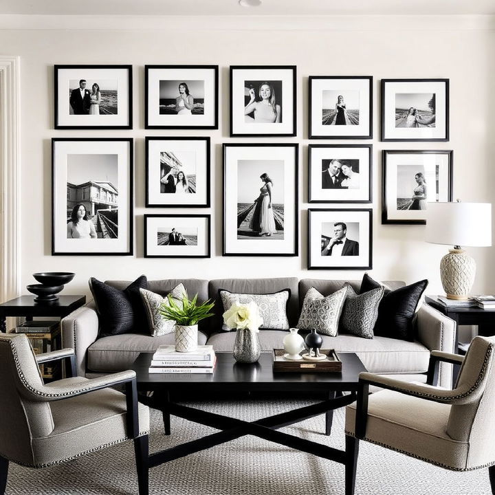 personalized black and white gallery wall