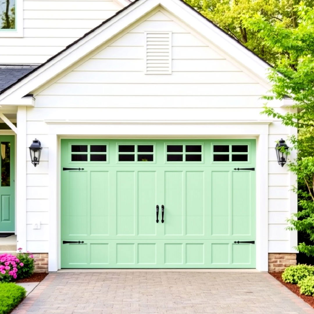 pistachio green garage door