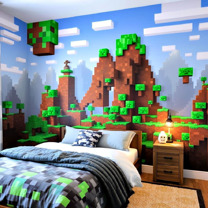 pixel art wall mural for bedroom