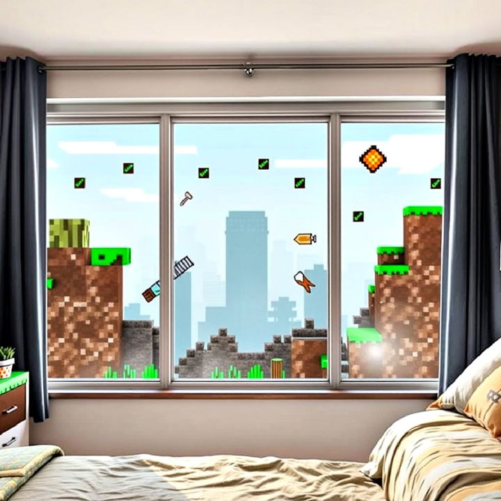 pixelated bedroom window decals