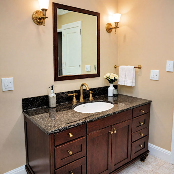 polished brown granite vanity