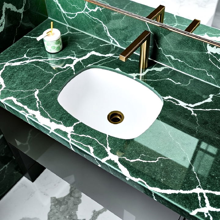 polished green marble countertop for a glamorous touch