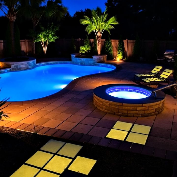 pool pavers with glow in the dark accents