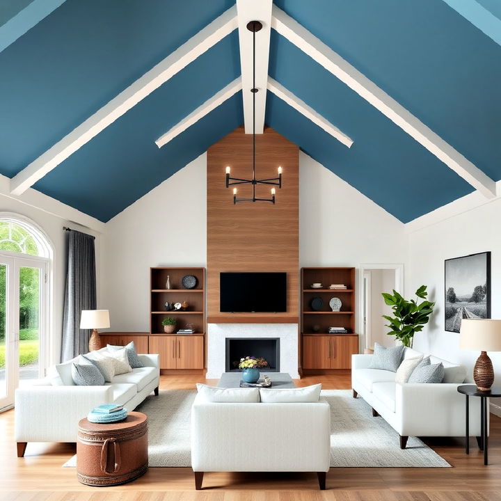 pop of color painted vaulted ceiling