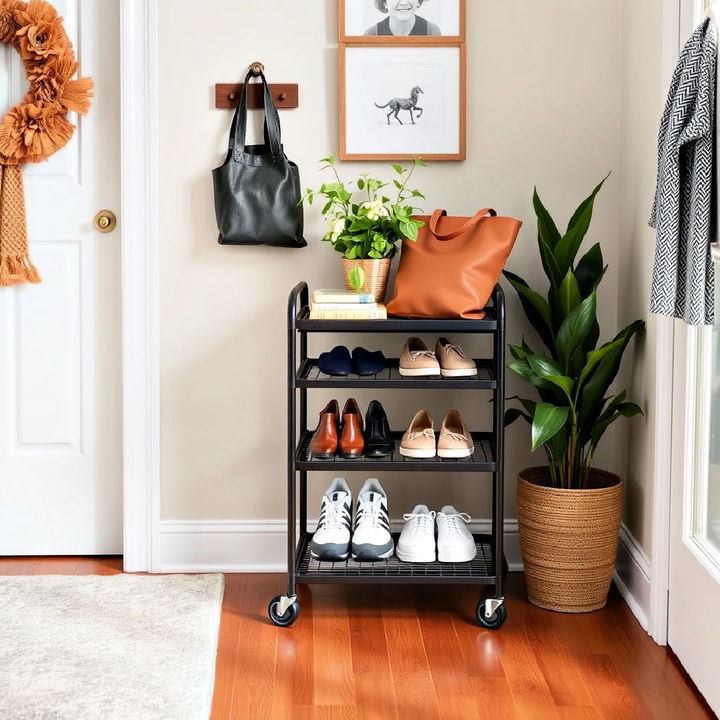 portable entryway storage cart