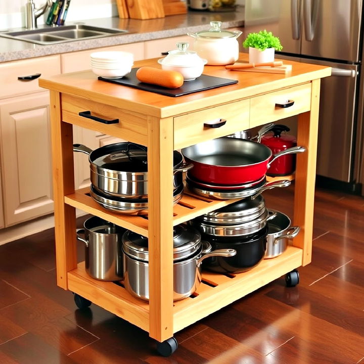 portable kitchen island with built in storage