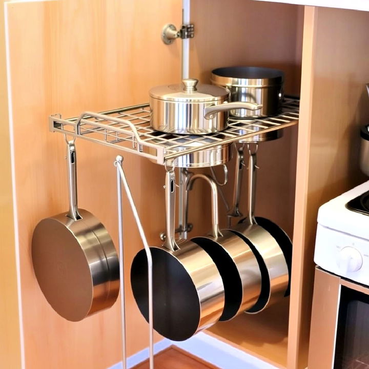 pull out pot rack for a streamlined kitchen