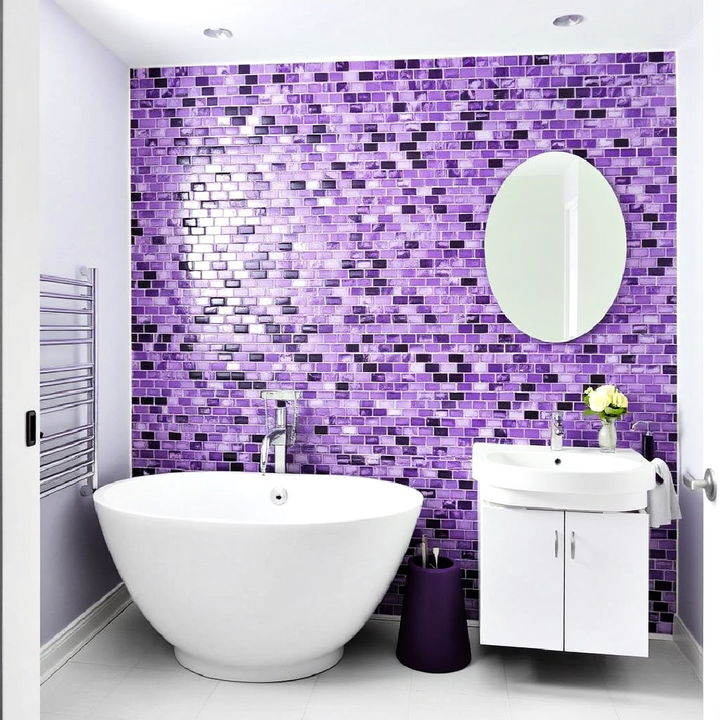 purple mosaic tiles for accent wall