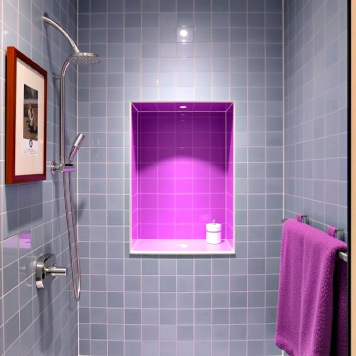 purple shower niche for bathroom