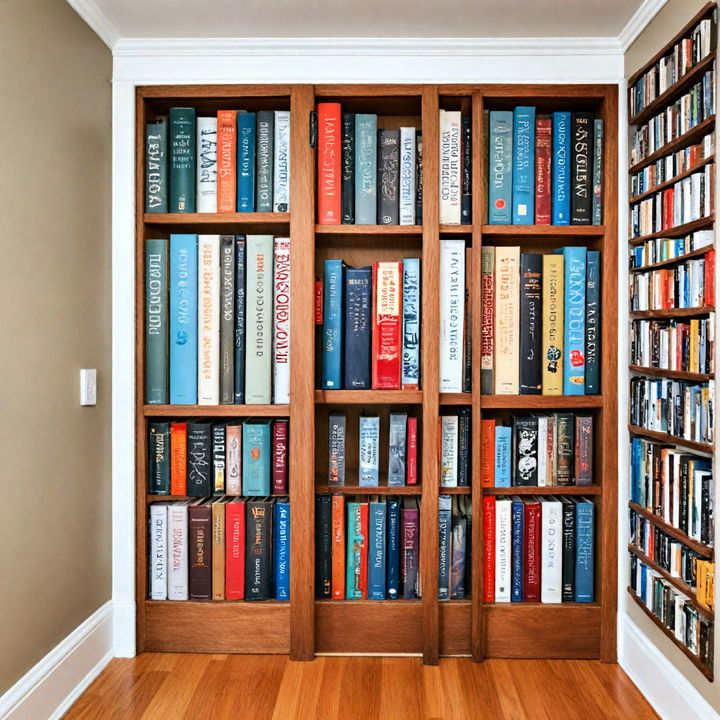 quirky faux book wall hidden door