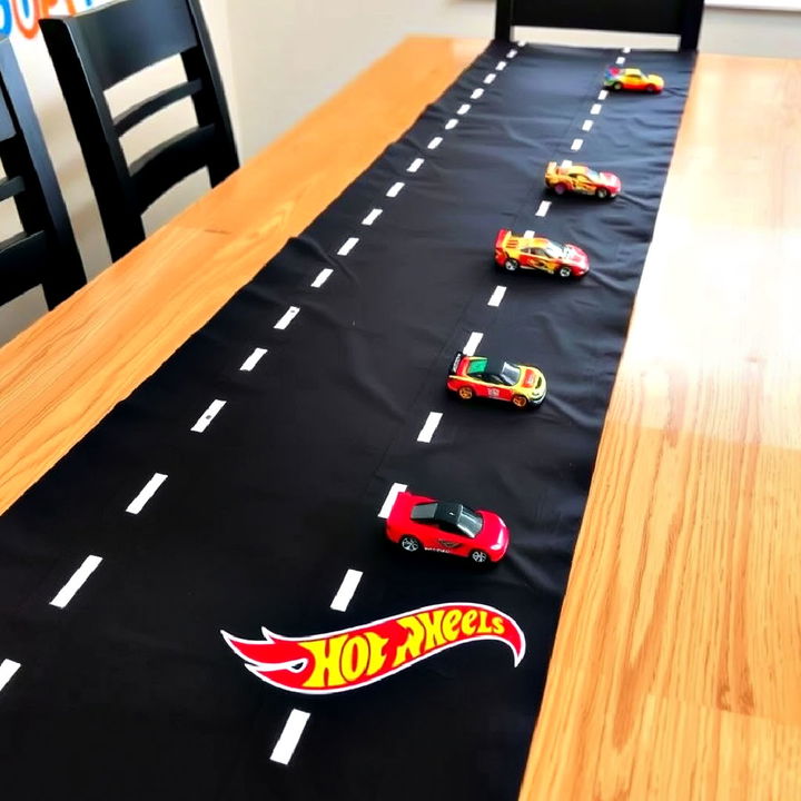 race track table runner for birthday party