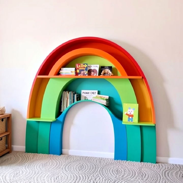 rainbow shaped bookshelves