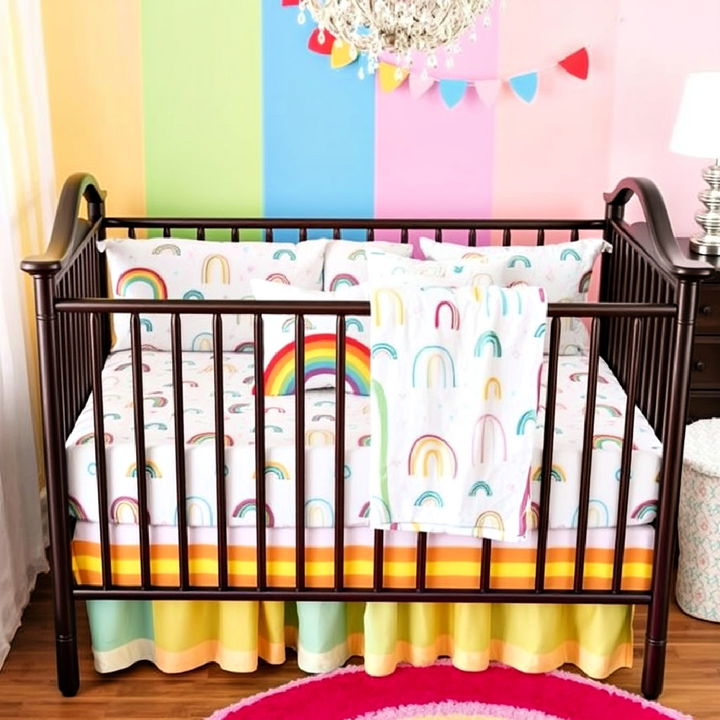 rainbow themed bedding for nursery