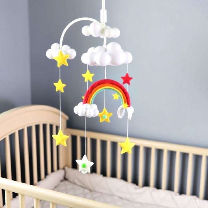 rainbow themed crib mobile