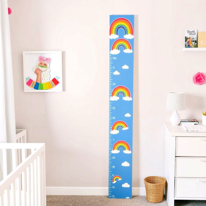 rainbow themed growth chart for nursery