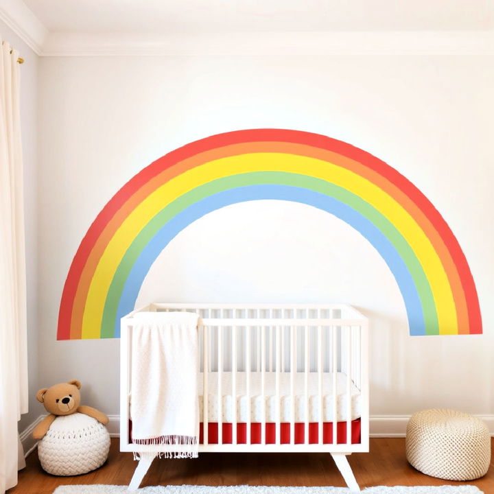 rainbow wall mural for nursery