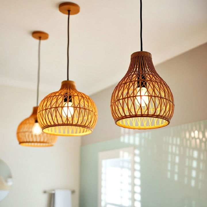 rattan bathroom pendant lights