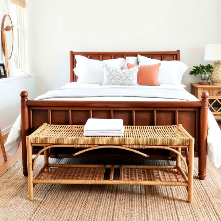 rattan bench for the foot of the bed