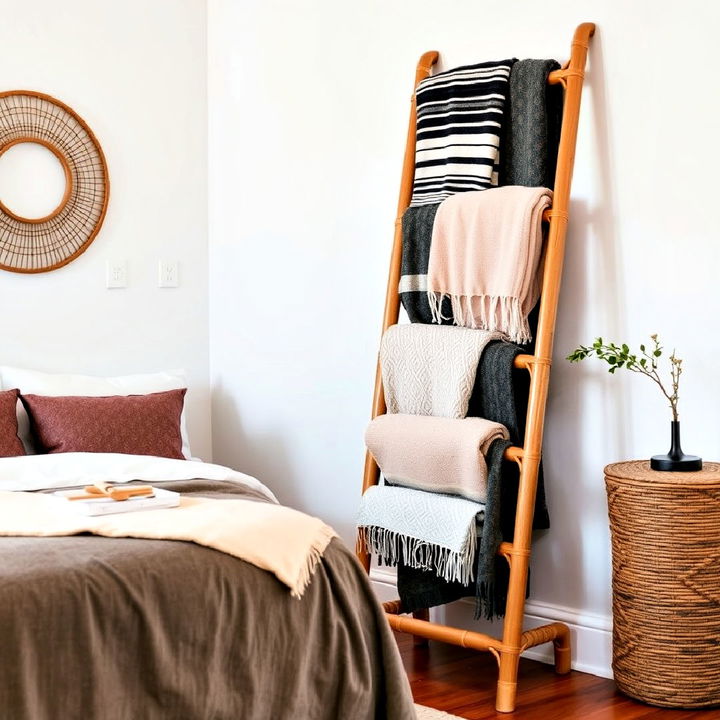 rattan blanket ladder forbedroom