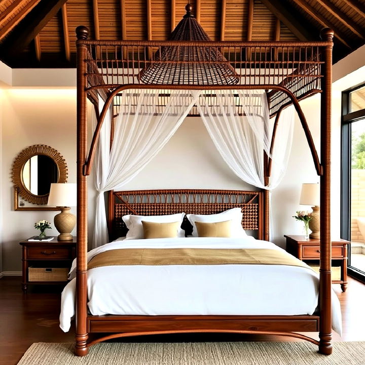 rattan canopy bed