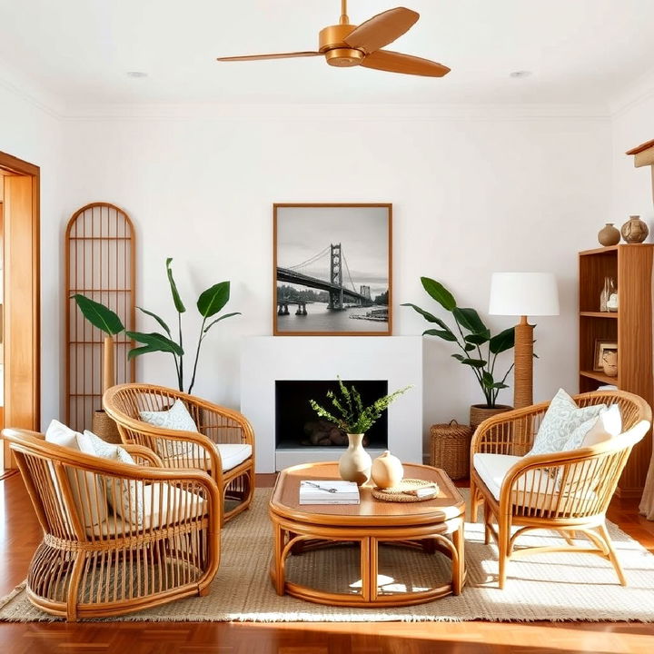 rattan or wicker furniture for asian living room