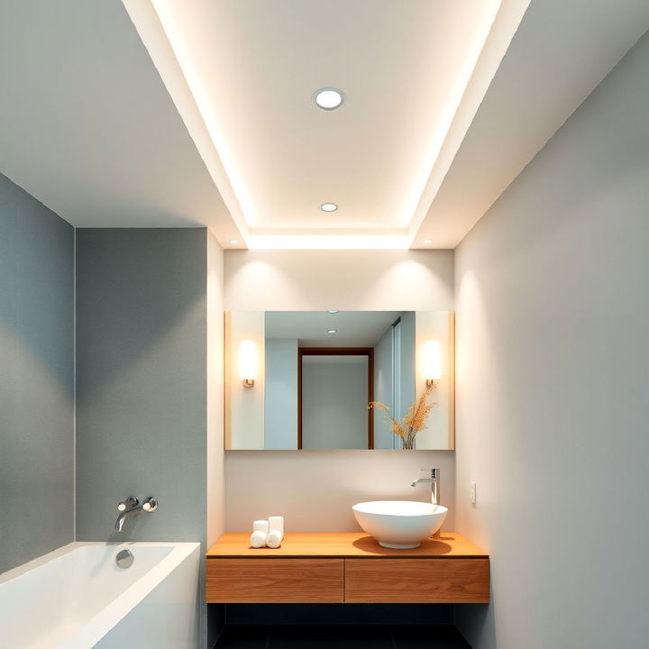 recessed lighting for japandi bathroom