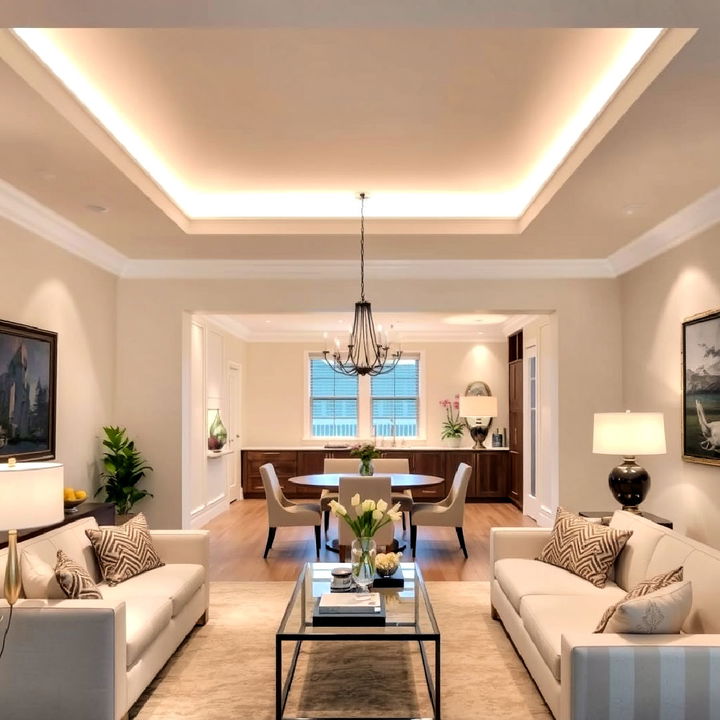 recessed lighting for living and dining combo