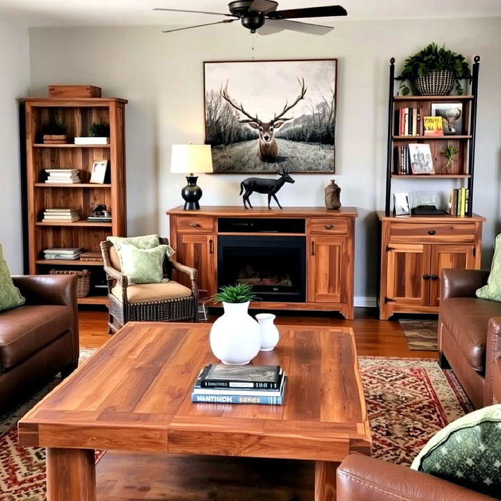 reclaimed wood furniture to enhance hunting room