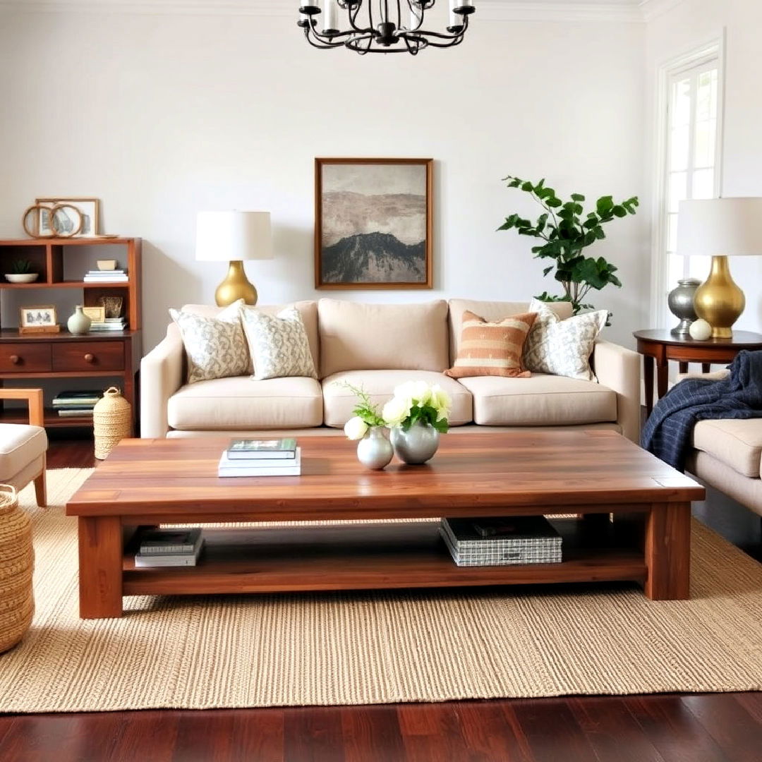 reclaimed wood furniture to enhance magnolia living room