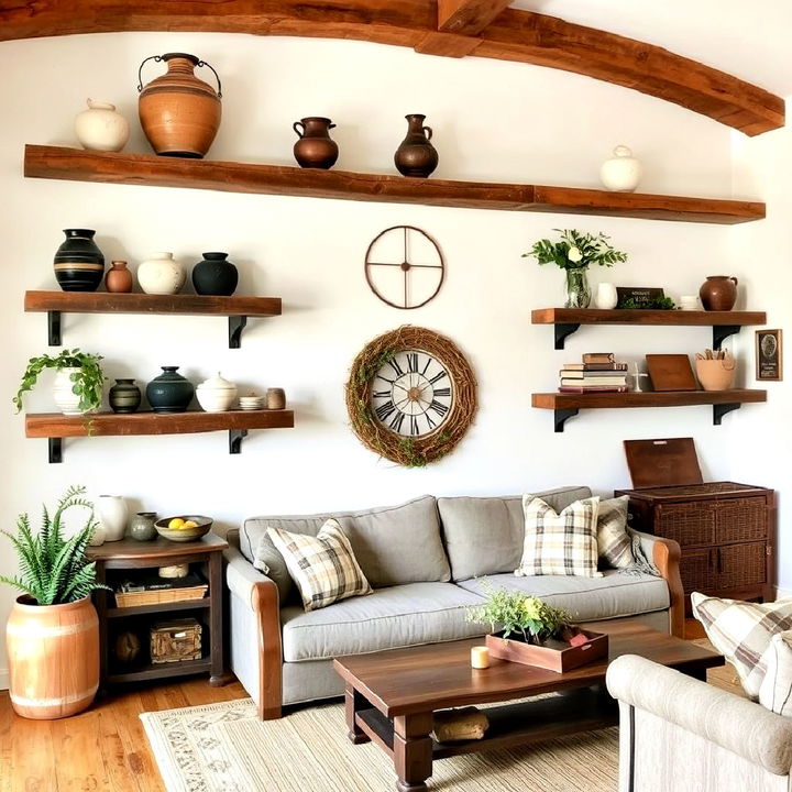 reclaimed wood open shelving